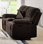 Madden Brown Chenille Manual Recliner Loveseat with Console