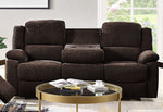 Madden Brown Chenille Manual Recliner Sofa with Drop-Down Table