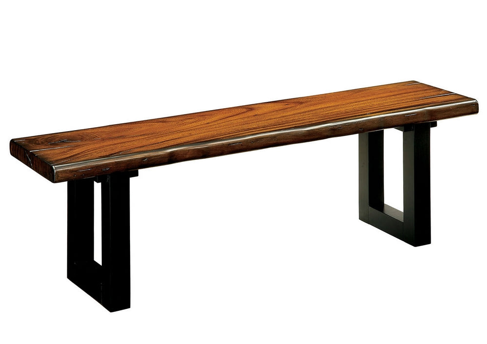 Maddison Tobacco Oak/Black Wood Dining Bench