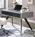 Magna Faux Concrete/Black Wood Desk with 2 Drawers