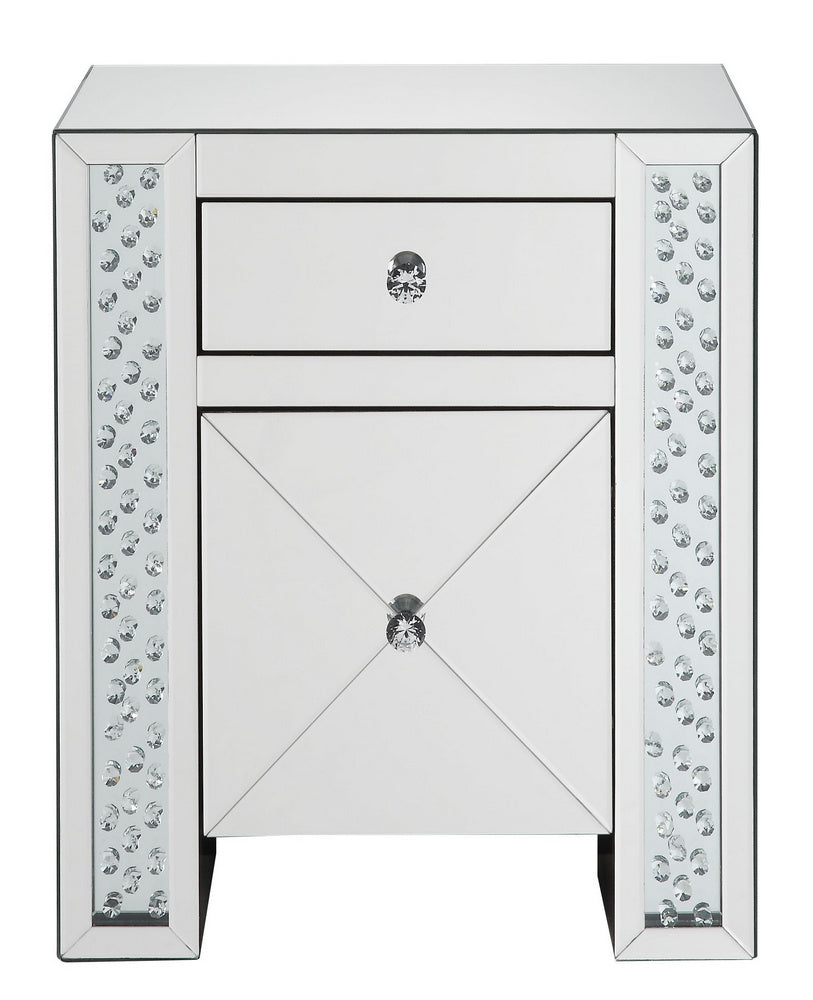 Maisha Mirrored Nightstand with Faux Crystals