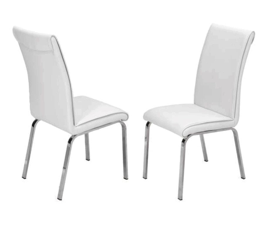 Beverley 2 White Faux Leather/Metal Side Chairs