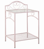 Massi Clear Glass/Powder Pink Metal Nightstand