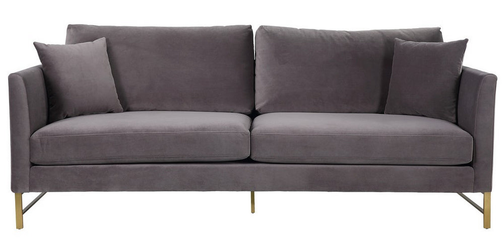 Massi Grey Velvet 2-Seat Sofa