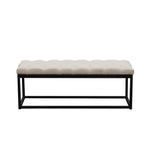 Mateo Desert Sand Linen Small Tufted Bench