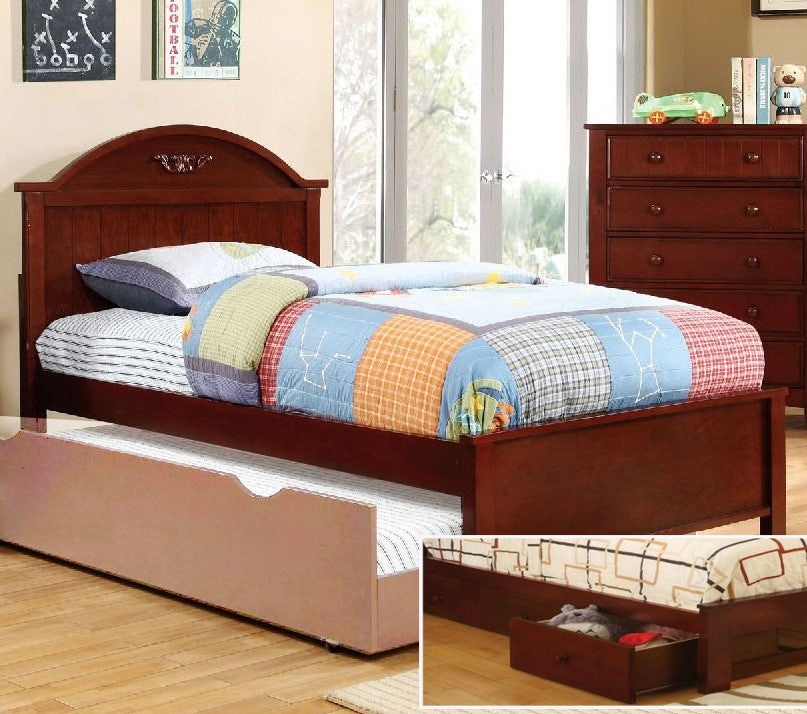 Medina Cherry Wood Twin Bed with Drawers