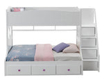 Meyer White Wood Twin over Full Bunk Bed with Storage