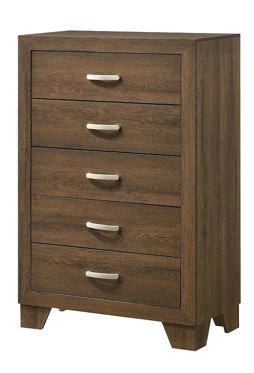 Miquell Oak Wood 5-Drawer Chest