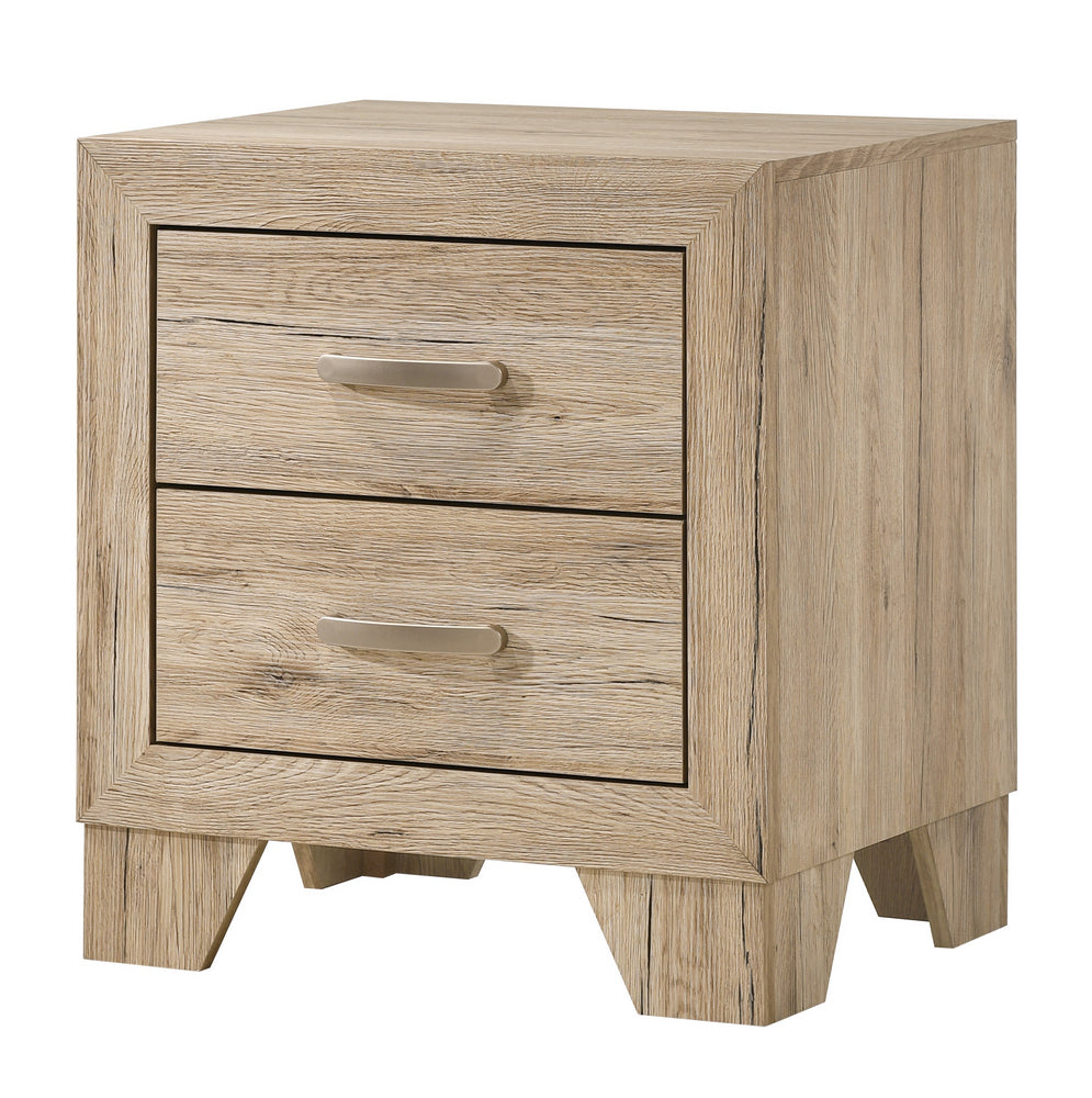 Miquell Rustic Natural Finish Wood 2-Drawer Nightstand