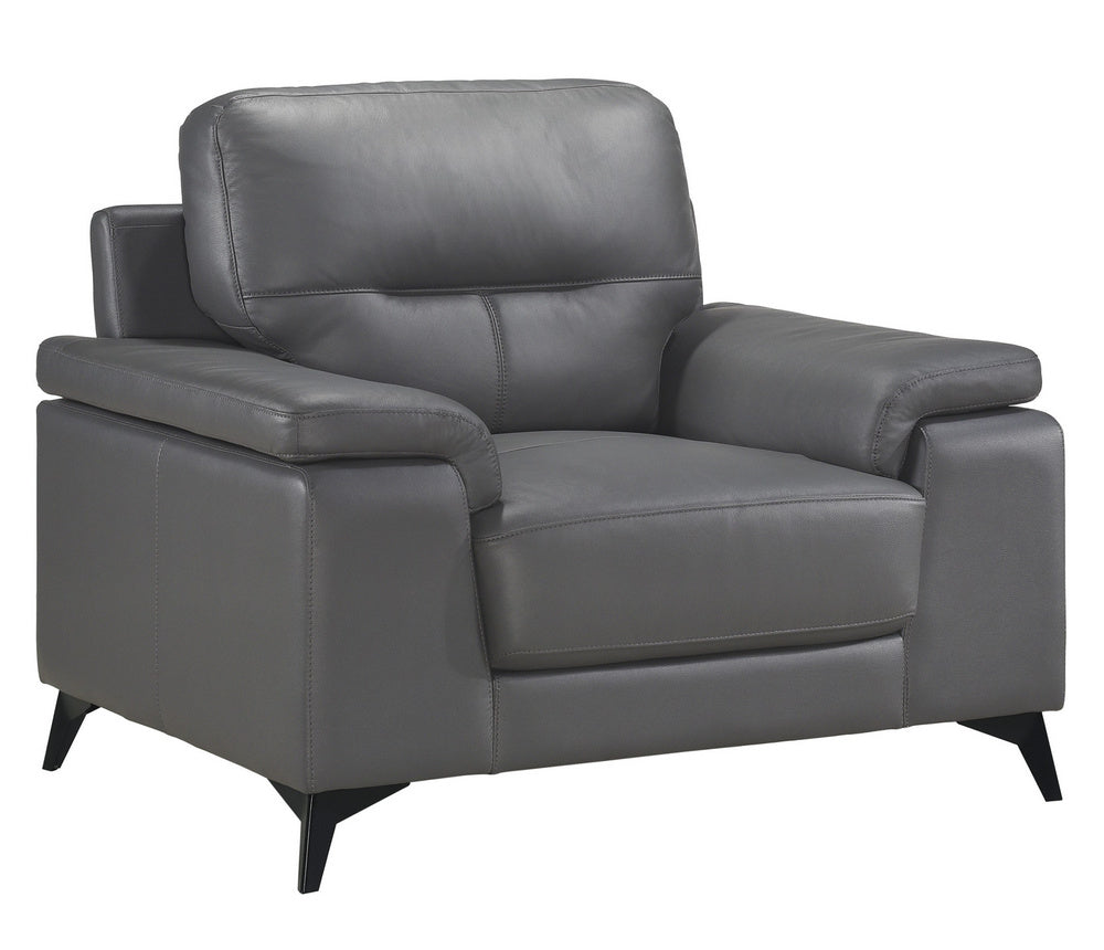 Mischa Modern Dark Gray Leather Chair