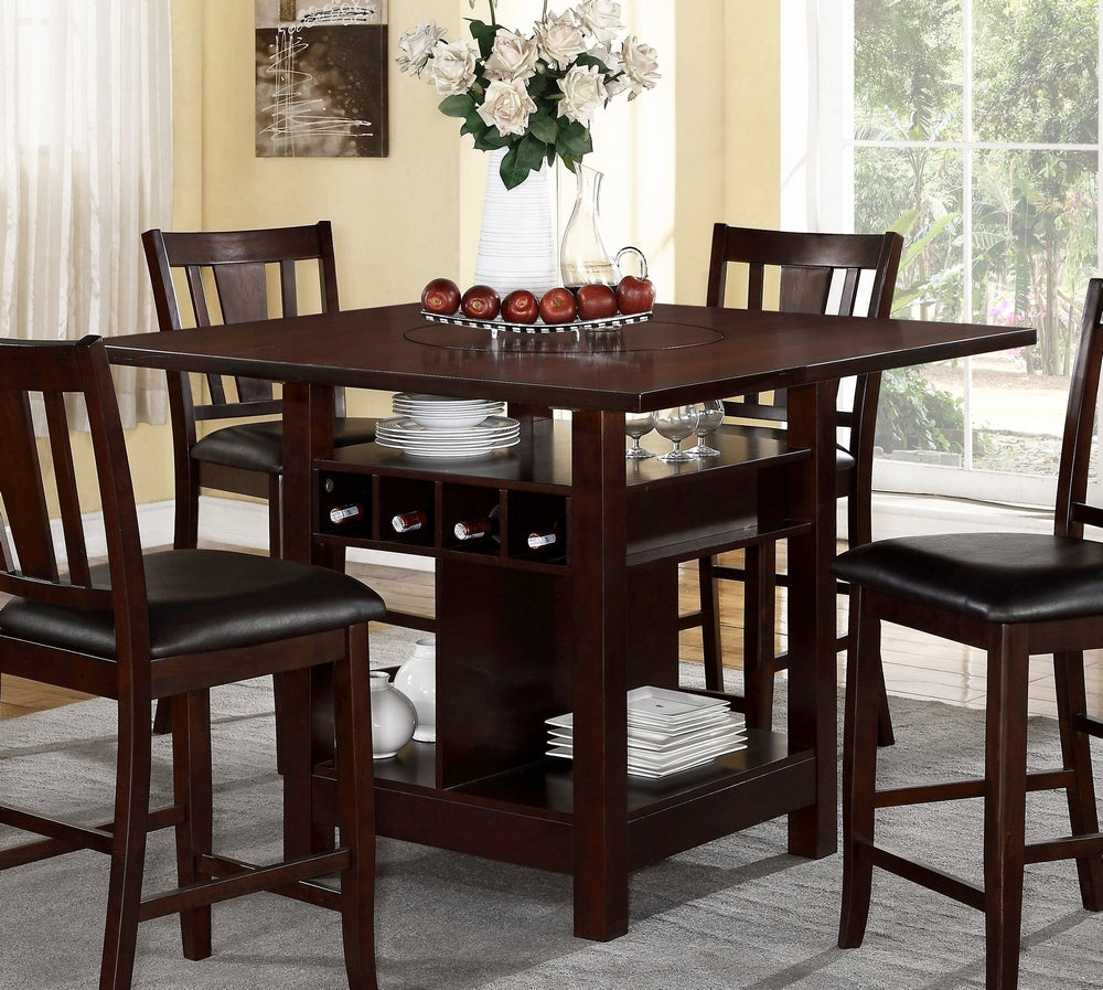 Morgane Dark Rosy Brown Wood Counter Height Table