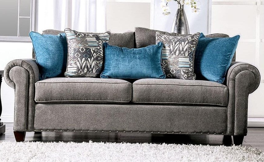 Mott Gray Chenille 2-Seat Sofa (Oversized)