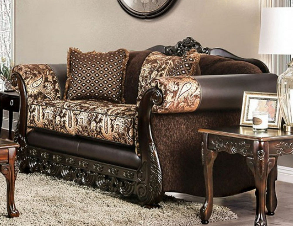 Newdale Brown & Gold Chenille Loveseat