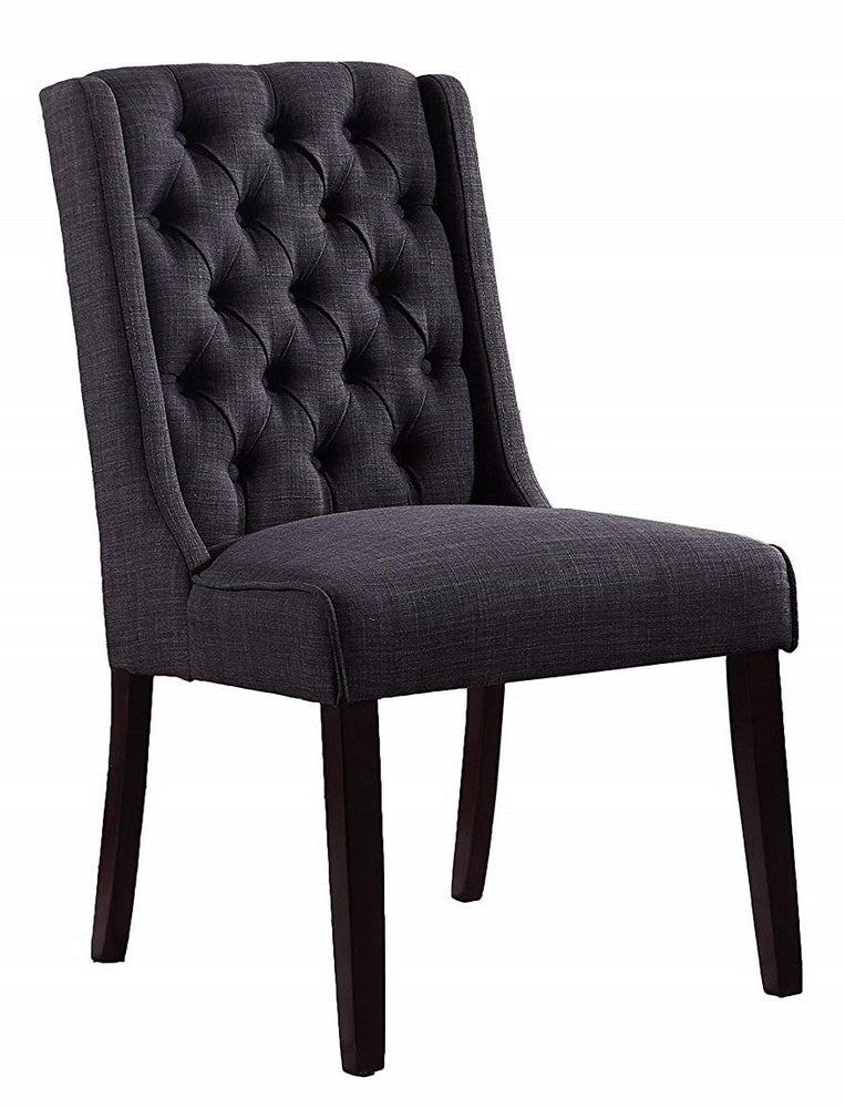 Newport 2 Charcoal Linen/Wood Side Chairs