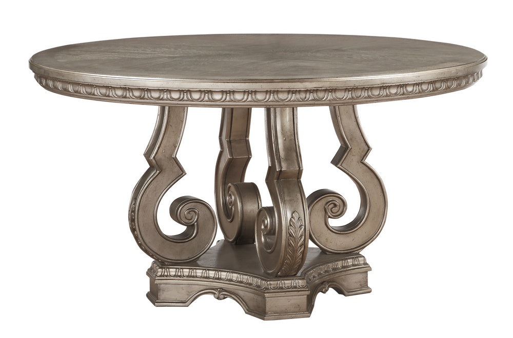 Northville Antique Silver Wood Round Dining Table