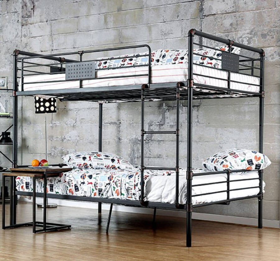 Olga I Antique Black Metal Full Bunk Bed