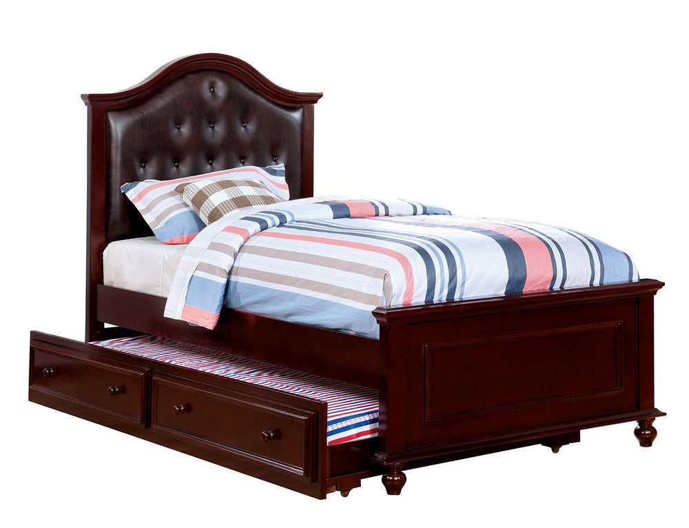 Olivia Dark Walnut Wood Full Bed with Trundle