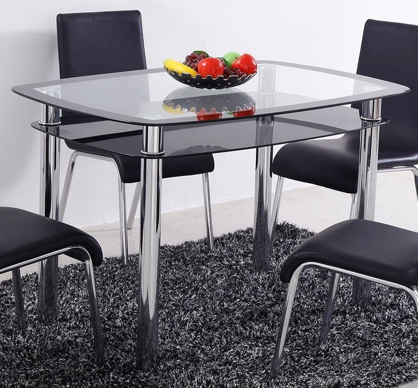 Olivie Smoked Glass/Chrome Dining Table