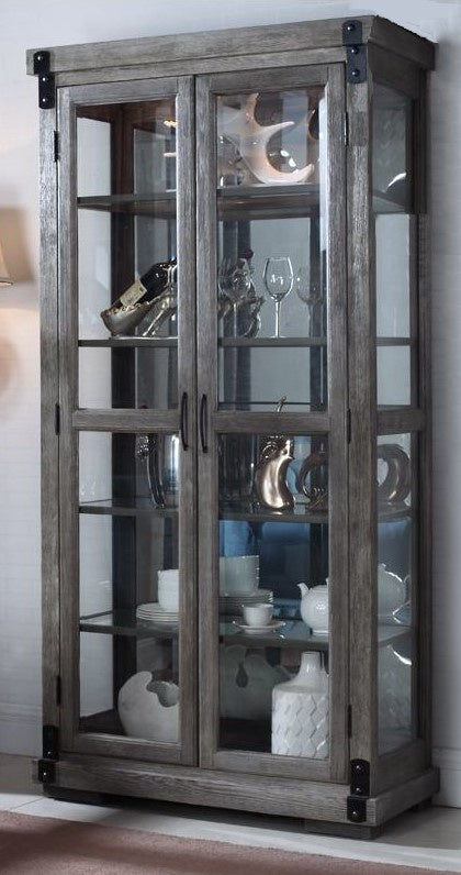 Patricia Dark Grey Wood/Glass Curio