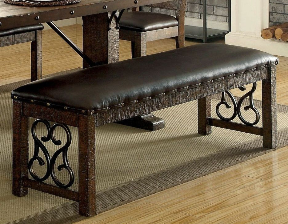 Paulina Rustic Walnut/Espresso Bench