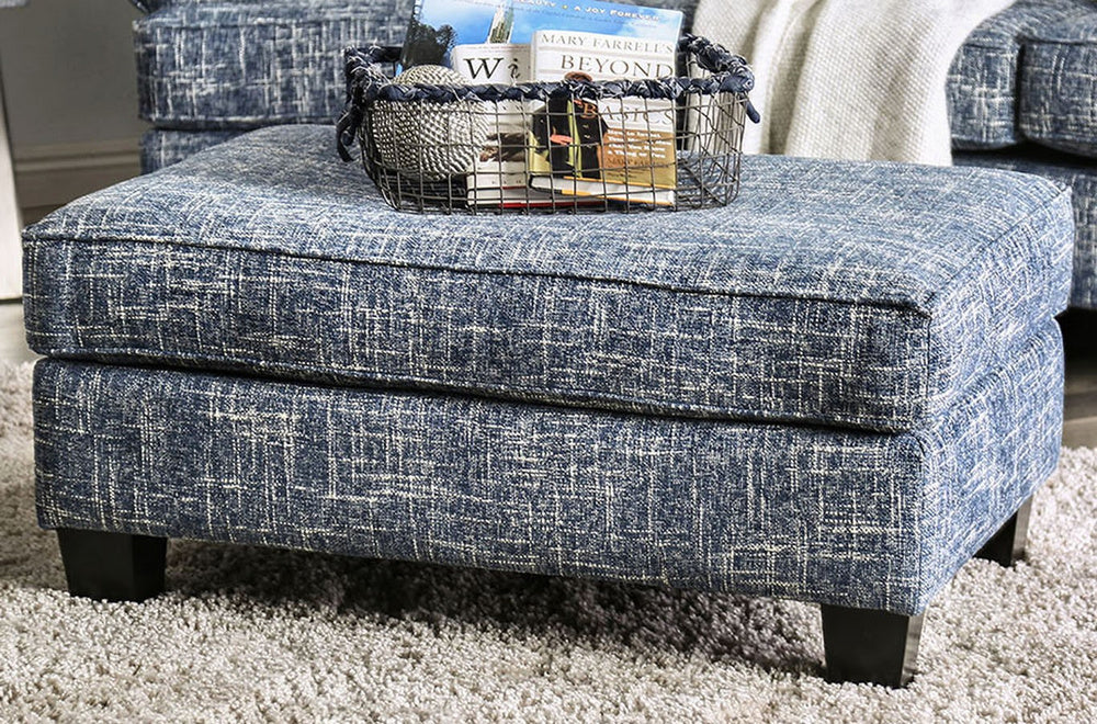 Pierpont Blue Fabric Rectangular Ottoman