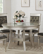 Raimonda Silver Wood Round Dining Table with Glass Insert