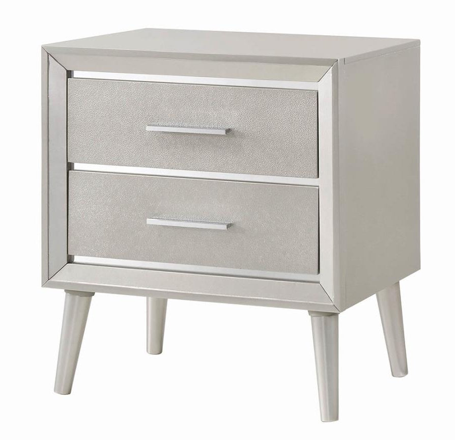 Ramon Metallic Sterling Wood 2-Drawer Nightstand