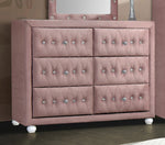 Reggie Pink Fabric Upholstered 6-Drawer Dresser