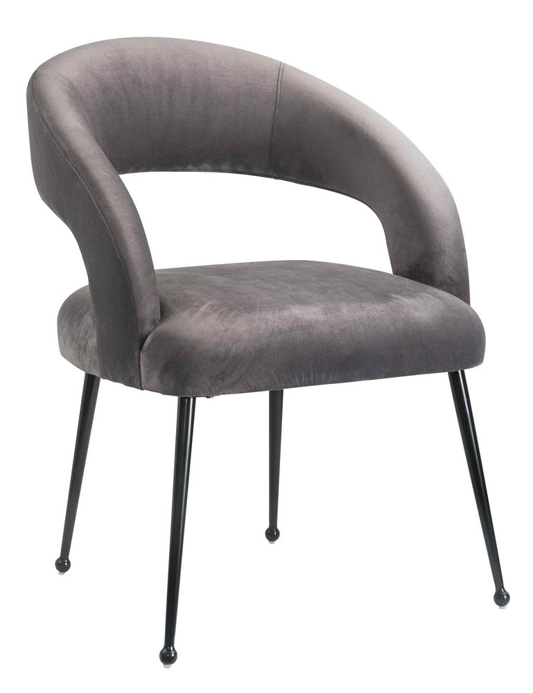 Rocco Modern Grey Velvet/Metal Arm Chair