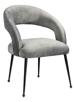 Rocco Modern Slub Grey Velvet/Metal Arm Chair