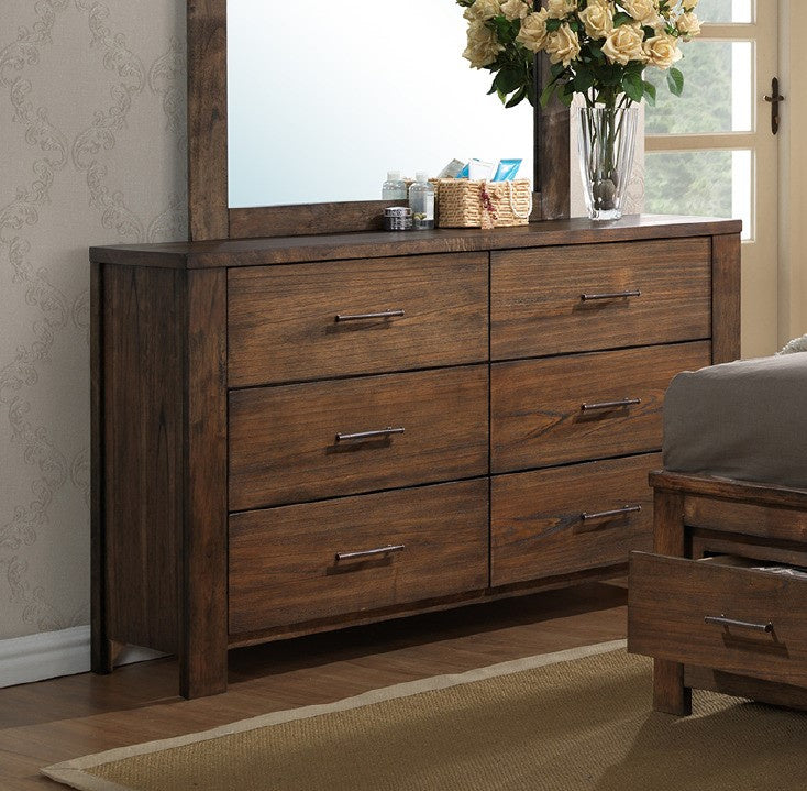 Rosalinda Natural Finish Wood 6-Drawer Dresser