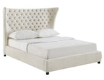 Sassy Cream Velvet King Platform Bed (Oversized)