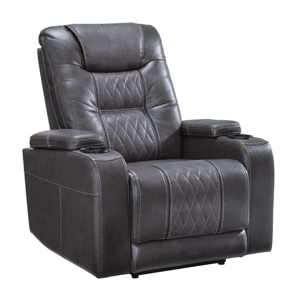 Composer Gray Faux Leather Power Recliner