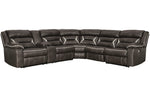 Kincord 4-Pc Midnight Faux Leather Power Recliner Sectional with LAF Sofa