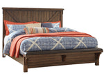 Lakeleigh Brown Wood Cal King Panel Bed with Bench Footboard