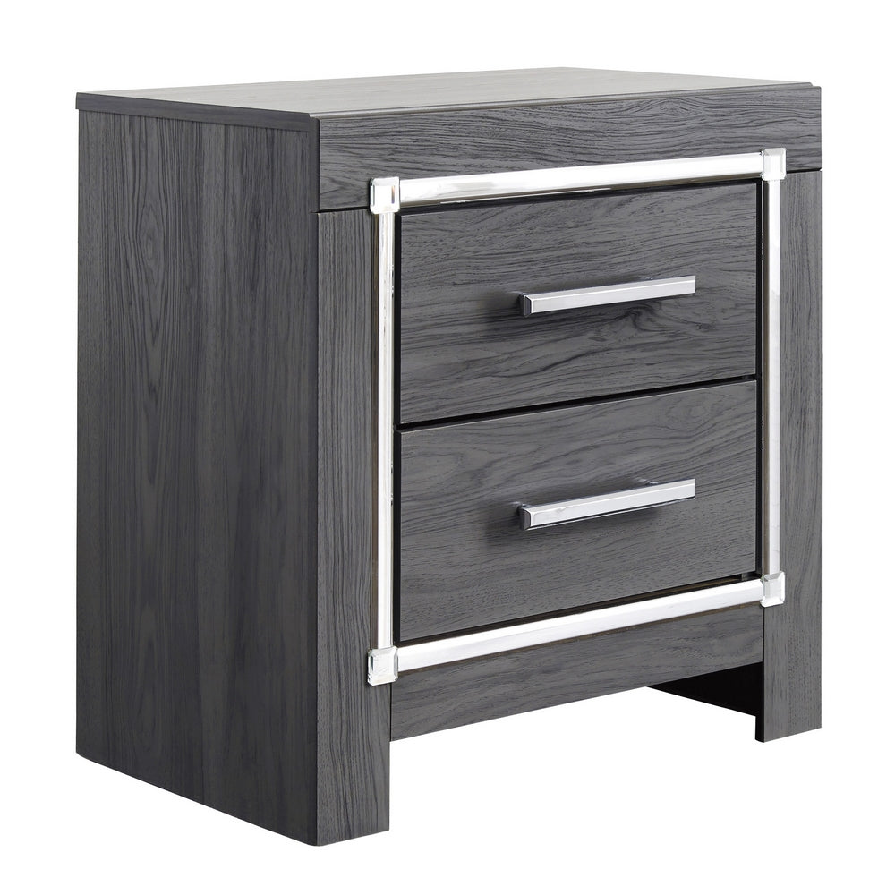 Lodanna Gray Wood 2-Drawer Nightstand