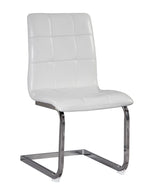 Madanere 4 White Faux Leather/Chrome Metal Side Chairs