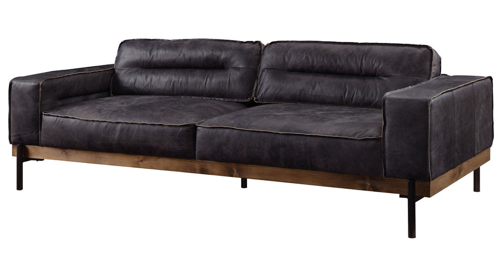 Silchester Antique Ebony Top Grain Leather 2-Seat Sofa (Oversized)