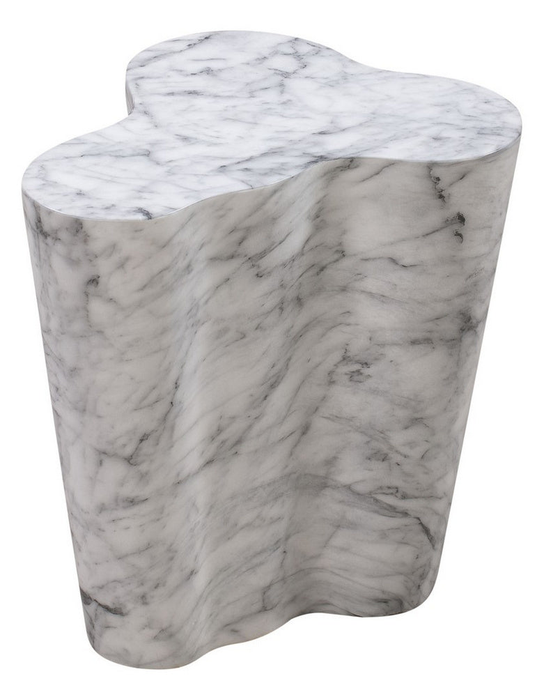 Slab White Marble Finish Concrete Short Side Table