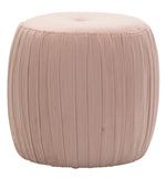 Sommer Blush Pleated Velvet Round Ottoman