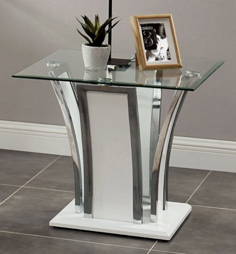 Staten Glossy White Wood End Table