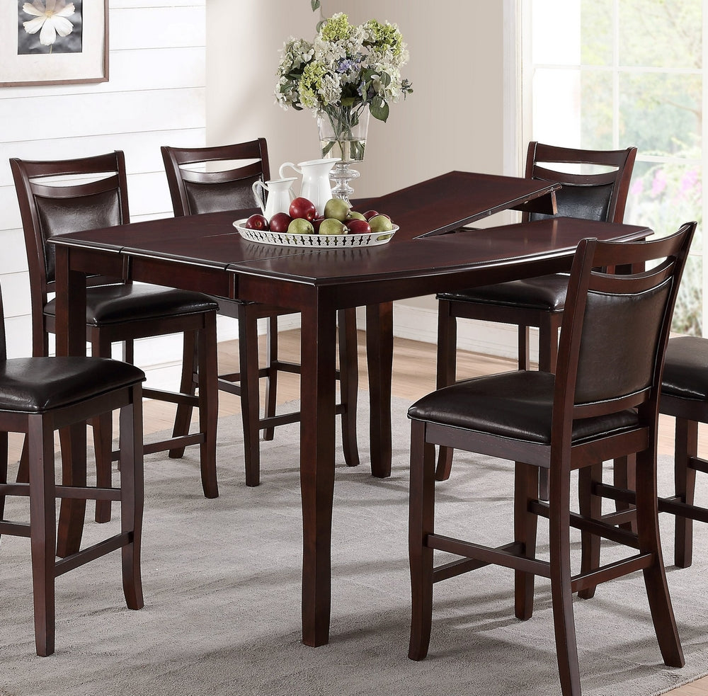 Stefanie Dark Brown Wood Counter Height Table with Leaf