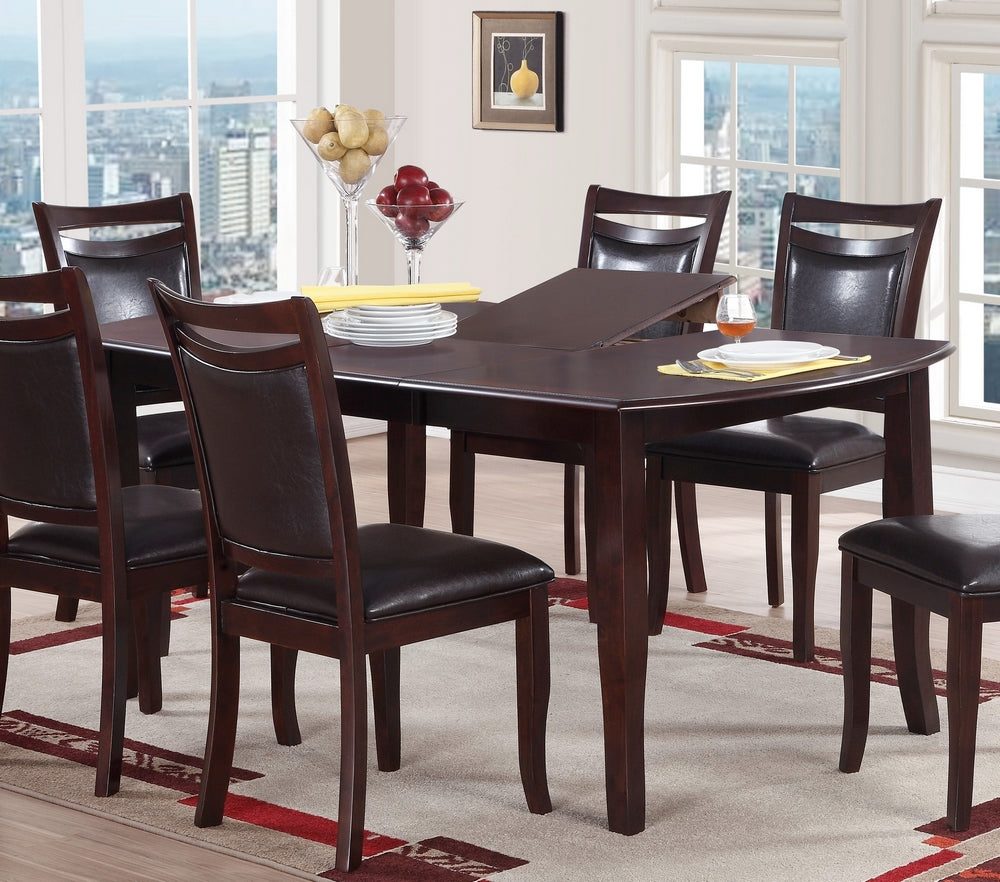 Stefanie Dark Brown Wood Dining Table with Butterfly Leaf