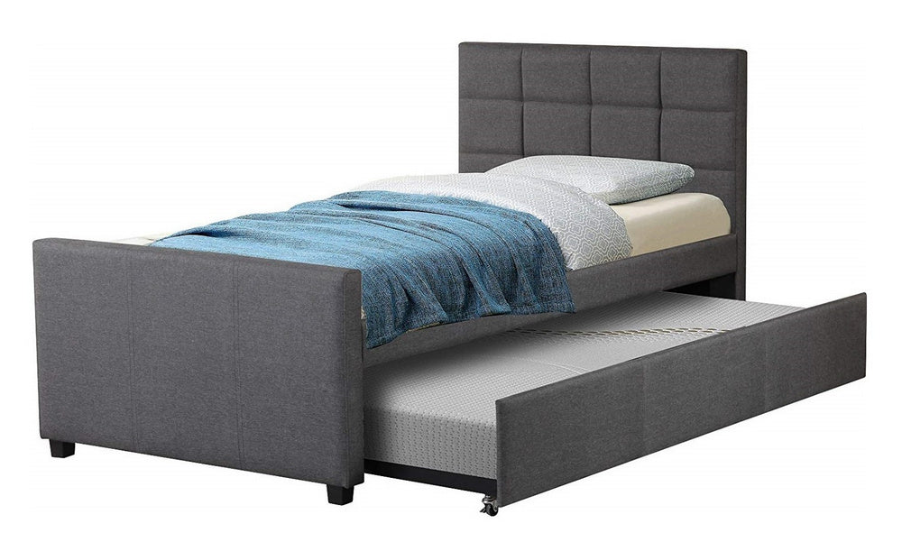 Susanna Dark Gray Fabric Twin Bed with Trundle