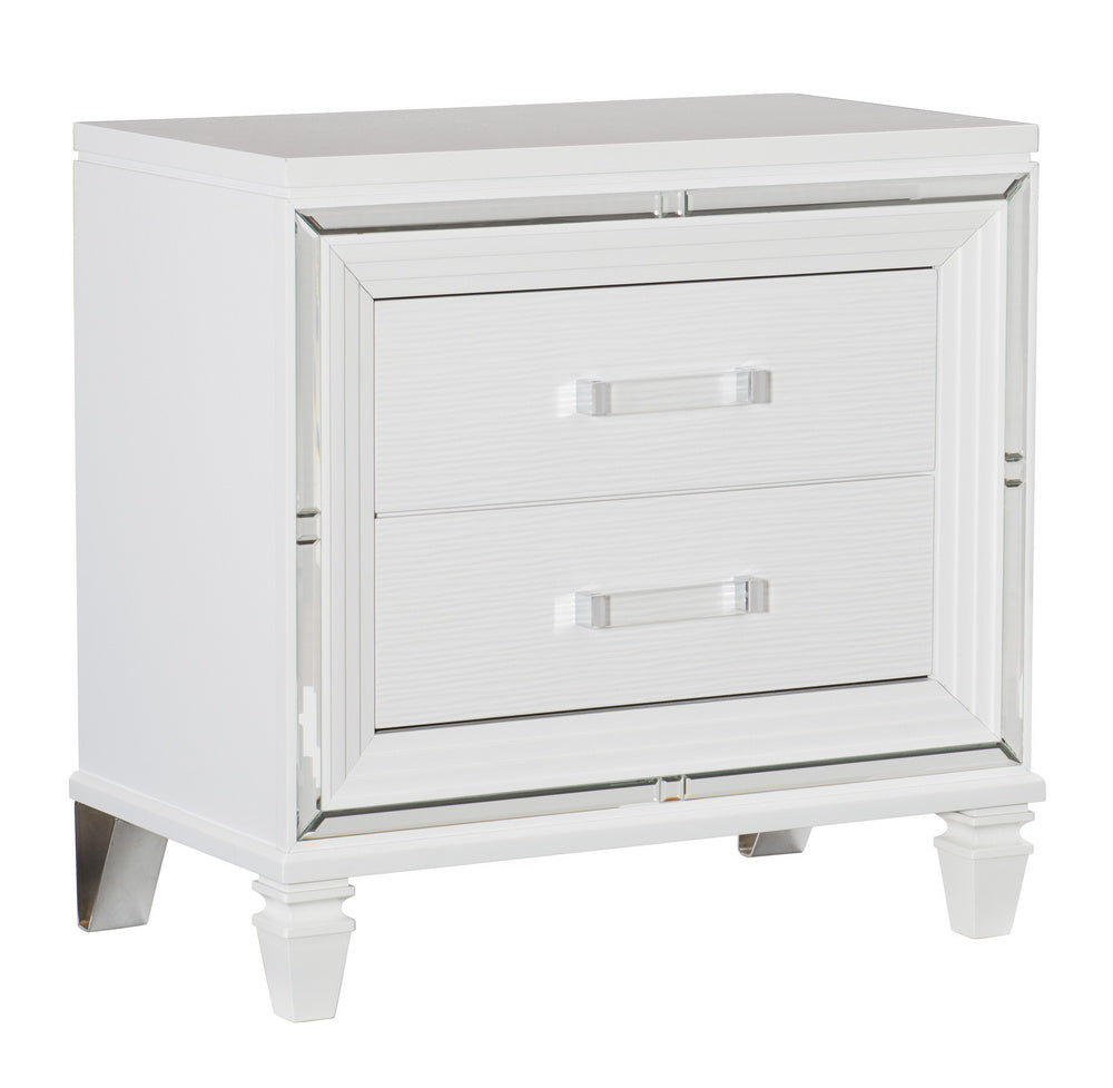 Tamsin White Metallic Finish Wood Nightstand