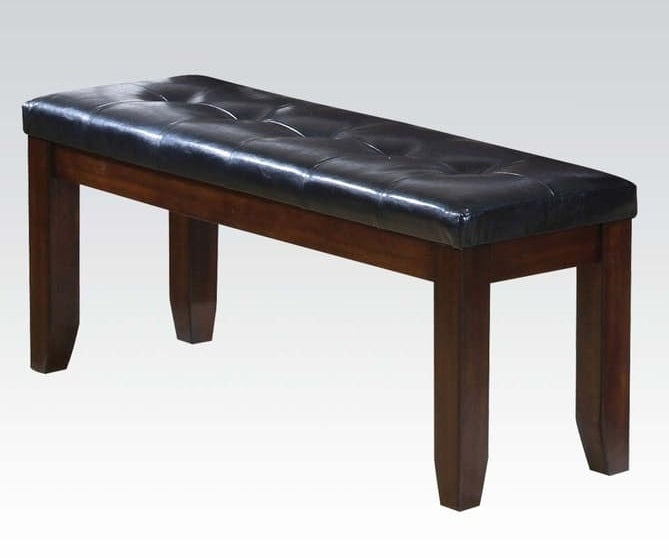 Urbana Cherry Wood/Black PU Leather Bench