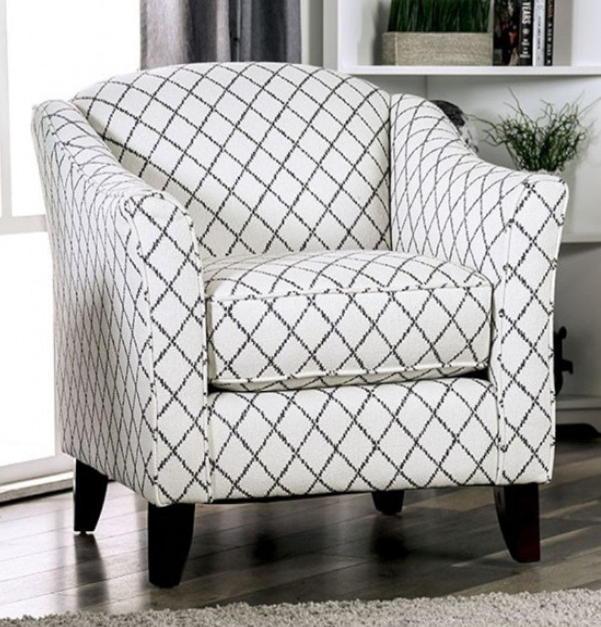 Verne Diamond Pattern Linen-Like Fabric Chair