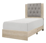 Whiting Cream Wood Twin Bed with Gray Fabric Insert