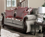 Whitland Light Gray/Red Chenille Loveseat