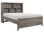 Woodrow Gray Wood Queen Bed with Bookcase Headboard